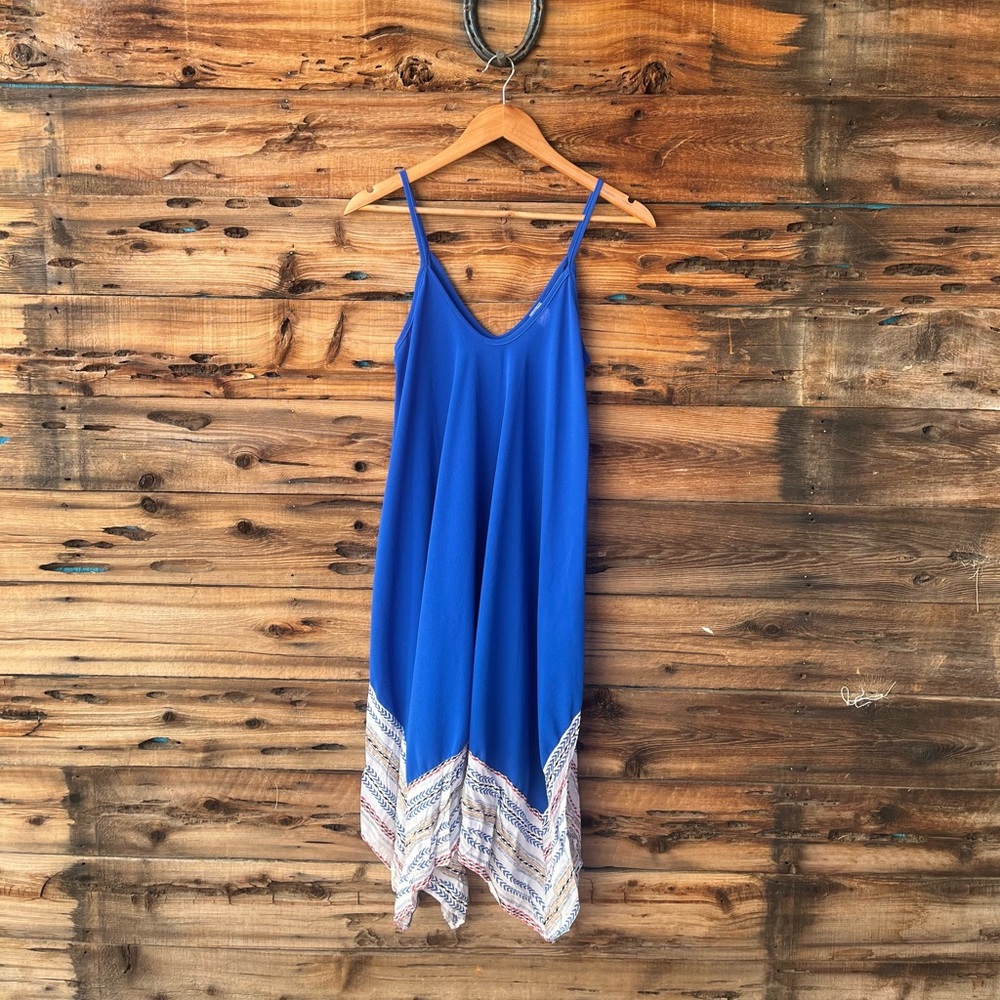 IJOAH | Royal Blue Asymmetrical Handkerchief Hem Slip Dress L